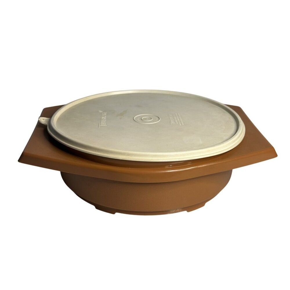 VTG Tupperware Brown 10.5" Tortilla Keeper – Taco Party Server with Lid Retro